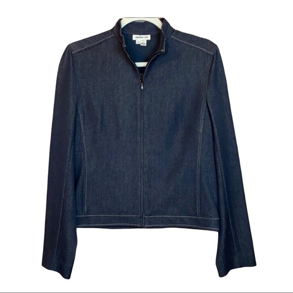 MARGARET M clean lined zippered denim top - Picture 1 of 9